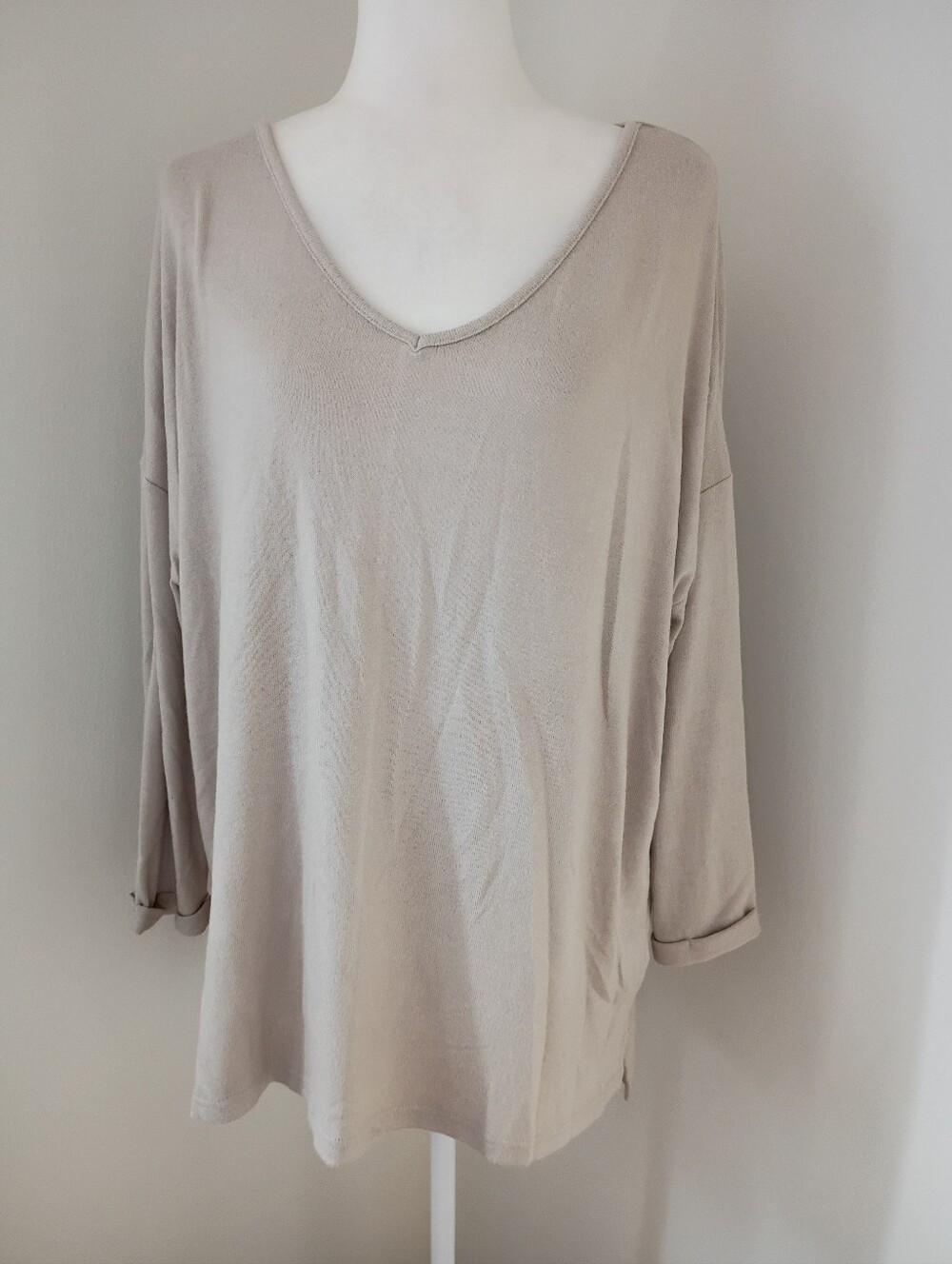 C'est Moi Oversized Brushed Knit Boyfriend V-Neck Sweater NWT One Size